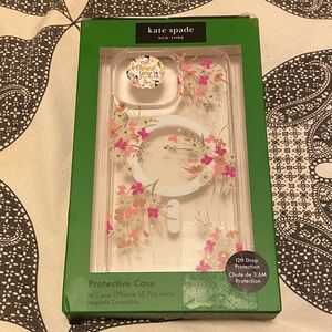 Kate Spade Pink and White Floral iPhone 15 Pro Max Case